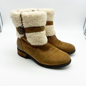UGG Blayre Short Boots Women's‎ 8 Suede Sherpa Lined Buckle